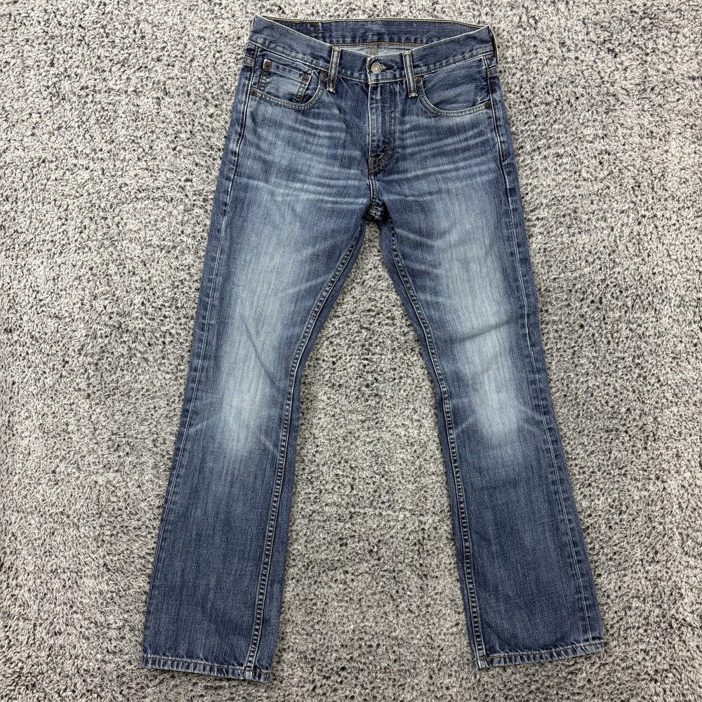 Levis 527 Jeans Mens 30x32 Blue Denim Bootcut Slim Distressed Whiskers Western